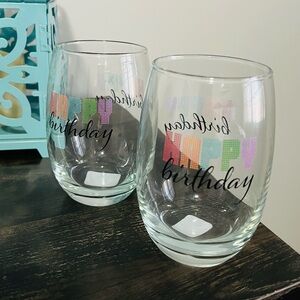 “Happy Birthday” Cristar Clear Wine Glass  Set of 2 🎂🆕🎂